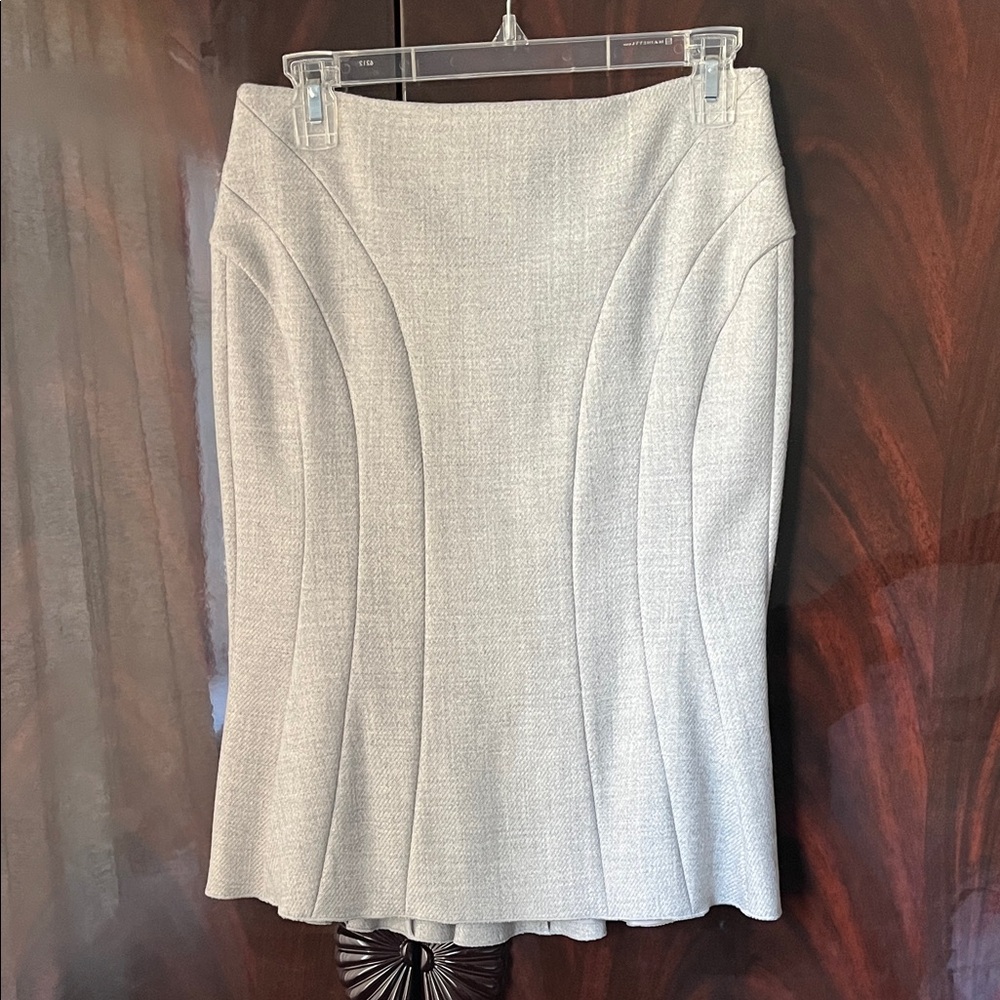 BCBGMaxazria Elegant Gray Wool Skirt